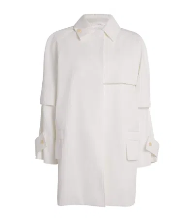 Max Mara Cotton Gabardine Trench Coat In White