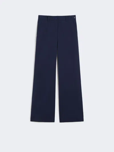Max Mara Cotton Gabardine Trousers In Blue