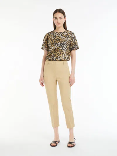 Max Mara Cotton Gabardine Trousers In Animal Print