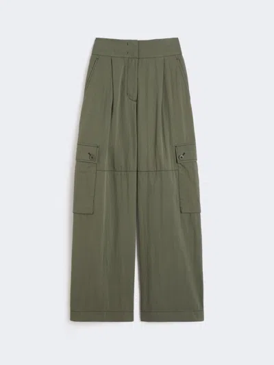 Max Mara Cotton Gabardine Trousers In Green