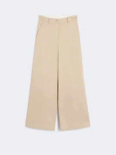 Max Mara Cotton Gabardine Trousers In Neutral