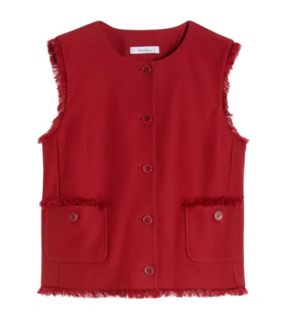Max Mara Cotton Gabardine Waistcoat In Red