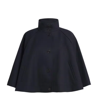 Max Mara Cotton High-neck Cape In Blue