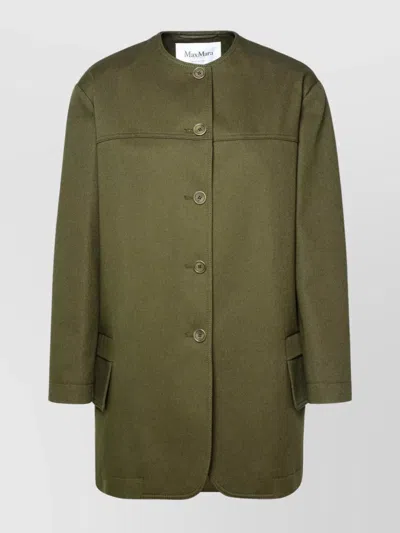 Max Mara Cotton Jacket Structured Shoulders In Green