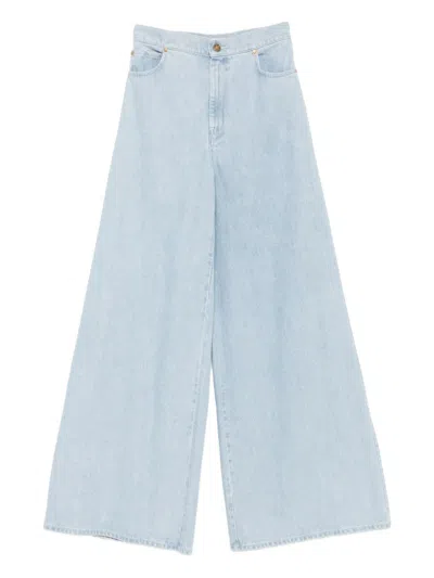 Max Mara Wide-leg High-waisted Light Blue Denim Trousers