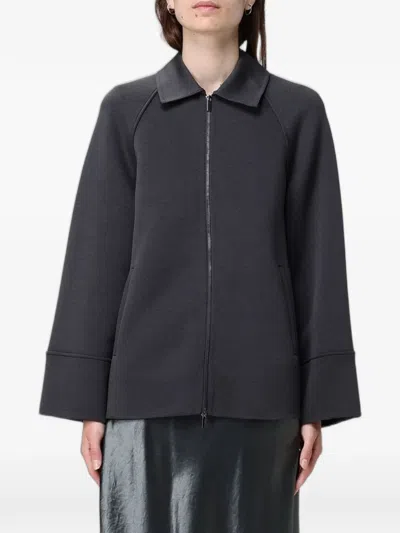 Max Mara Cotton Jersey Coat In Black