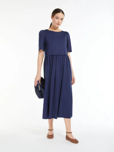 Max Mara Cotton Jersey Dress In Blue