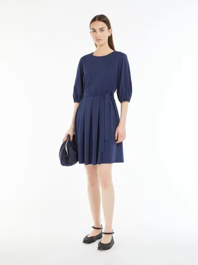 Max Mara Cotton Jersey Dress In Blue