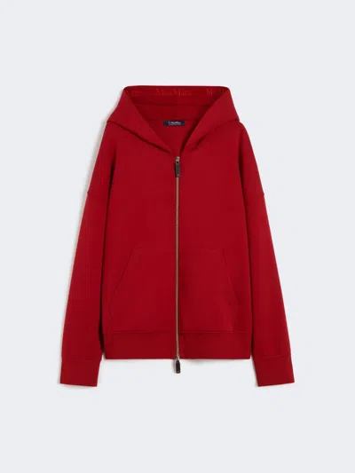 Max Mara Cotton Jersey Hoodie In Red