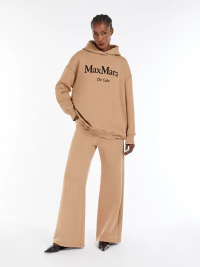 Max Mara Cotton Jersey Logo Sweatshirt In Camel