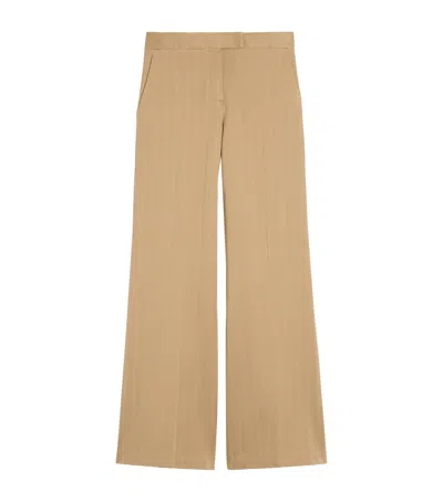 Max Mara Cotton Jersey Stripe Trousers In Beige