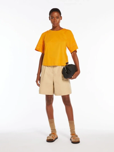 Max Mara Cotton Jersey T-shirt In Ochre