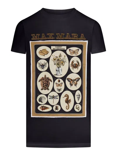 Max Mara Cotton Jersey T-shirt With Print In Black