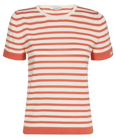 Max Mara Cotton Knit T-shirt In Orange