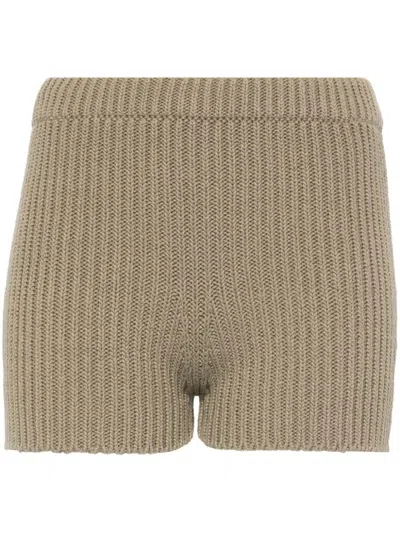 Max Mara Cotton Knitted Shorts In Kaki