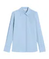 Max Mara 'avion' Shirt In Sky Blue Stretch Silk Cady