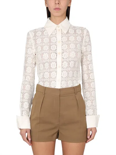 Max Mara Cotton Logo Shirt In Beige