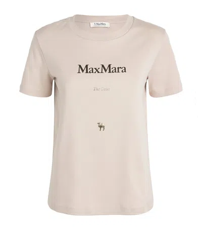 Max Mara Cotton Logo T-shirt In Beige