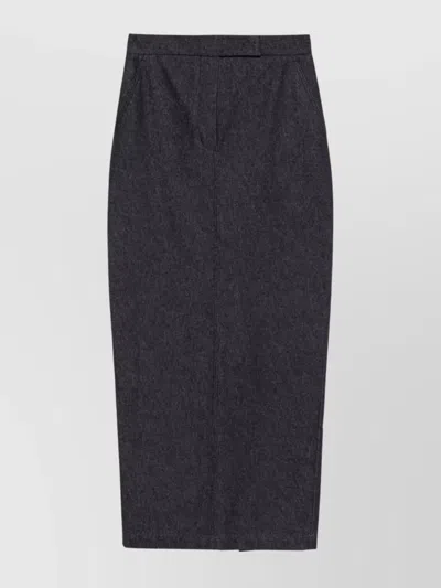 Max Mara Cotton Long Skirt Back Pockets In Blue