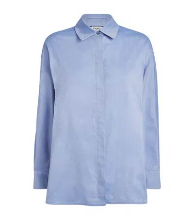 Max Mara Cotton Long-sleeve Shirt In Blue