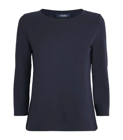 Max Mara Cotton Long-sleeve T-shirt In Blue