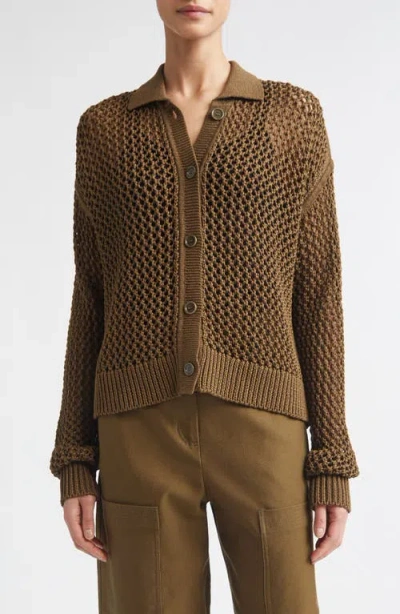 Max Mara Cotton Mesh Cardigan In Brown