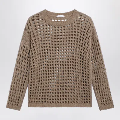 Max Mara Cotton Mesh Long-sleeve Sweater In Desert In Brown