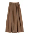 Max Mara Aloe Pleated Micro Faille Maxi Skirt In Brown