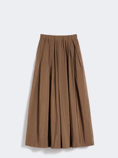 Max Mara Cotton Micro Faille Skirt In Brown