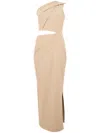 Max Mara One-shoulder Dress With Elegant Draping And Cut-out Detail In Beige