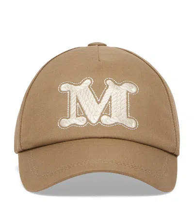 Max Mara Cotton Monogram Cap In Green
