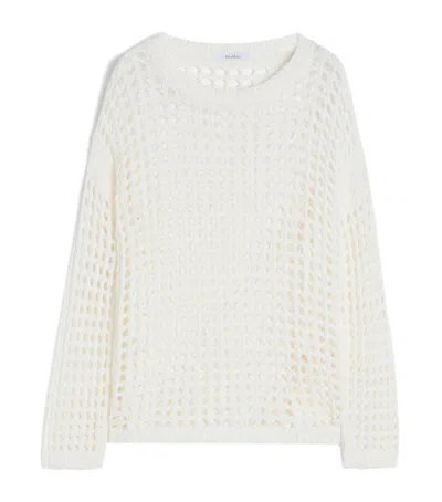 Max Mara Cotton Open-knit Sweater In White