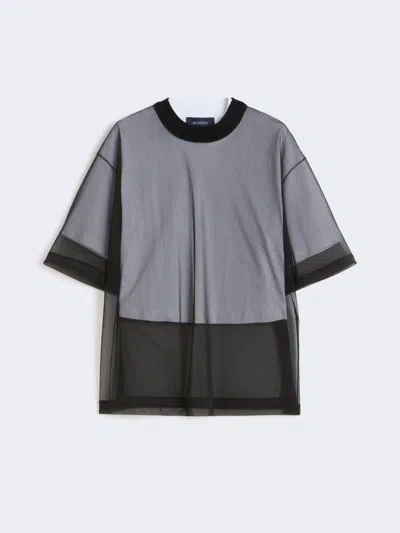 Max Mara Cotton Overlay T-shirt In Gray