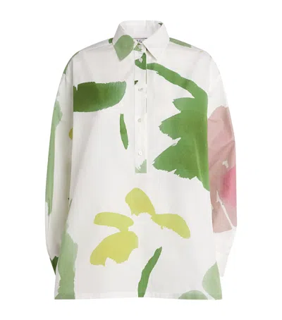 Max Mara Cotton Oversized Printed Blouse In White