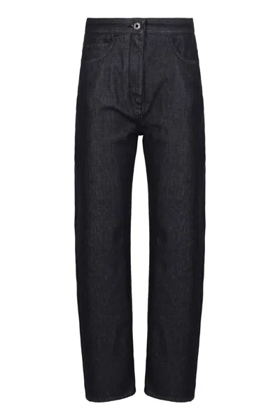 Max Mara Cotton Pants Denim Effect In Black
