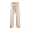 Max Mara Cotton Pants With Decorated Belt In Beige