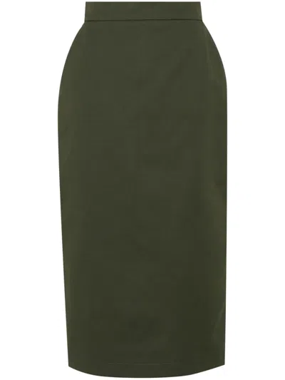 Max Mara Cotton Pencil Midi Skirt In Green
