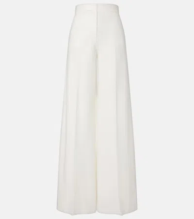 Max Mara Cotton Piqué Wide-leg Pants In White
