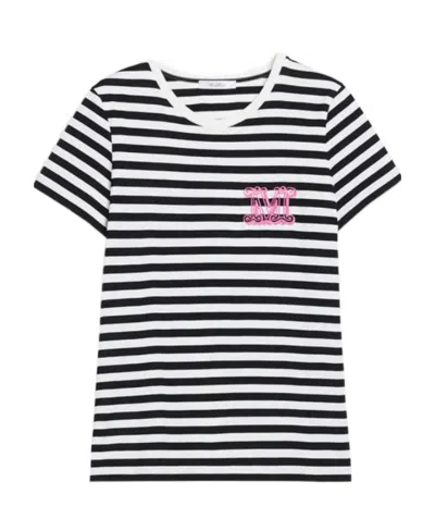 Max Mara Cotton Plain Knitted T-shirt In White