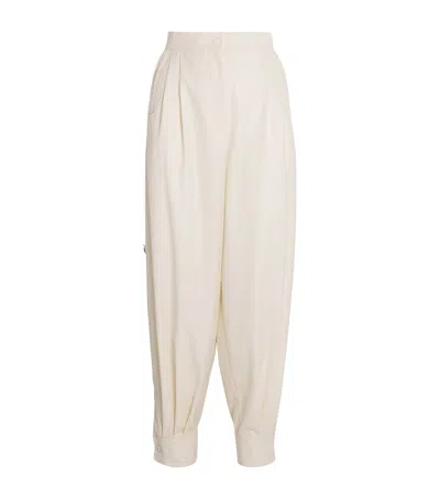 Max Mara Cotton Pleated Balloon-leg Trousers In White