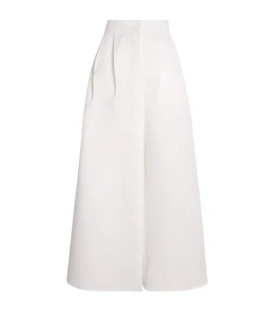 Max Mara Cotton Pleated Maxi Skirt In White