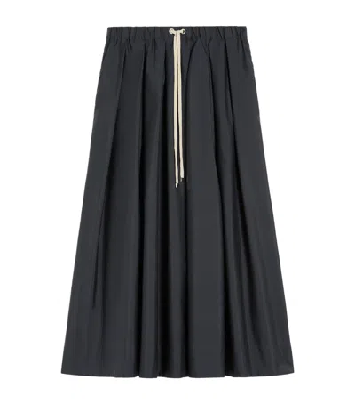 Max Mara Cotton Pleated Pineta Midi Skirt In Blue