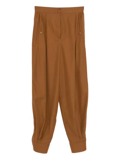 Max Mara Cotton Pleated Trousers In Brown
