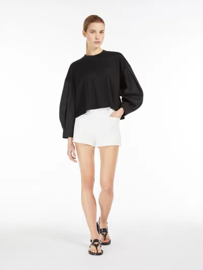 Max Mara Cotton Poplin And Jersey Boxy T-shirt In Black