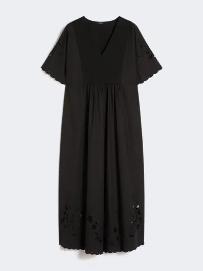 Max Mara Cotton Poplin And Jersey Dress In Black