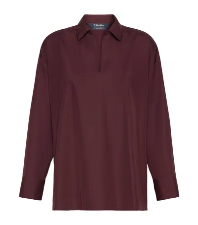 Max Mara Cotton Poplin Blouse In Burgundy