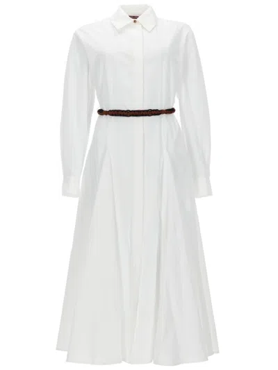 Max Mara Cotton Poplin Chemisier Gown In White