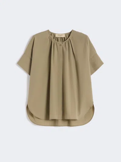 Max Mara Cotton Poplin Crew-neck Shirt In Green
