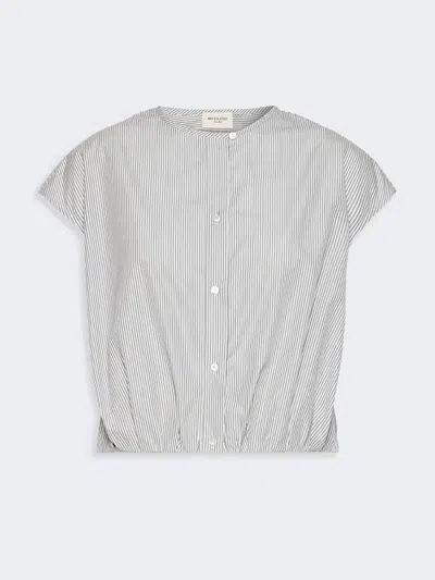 Max Mara Cotton Poplin Crop Top In Gray