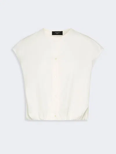 Max Mara Cotton Poplin Crop Top In White
